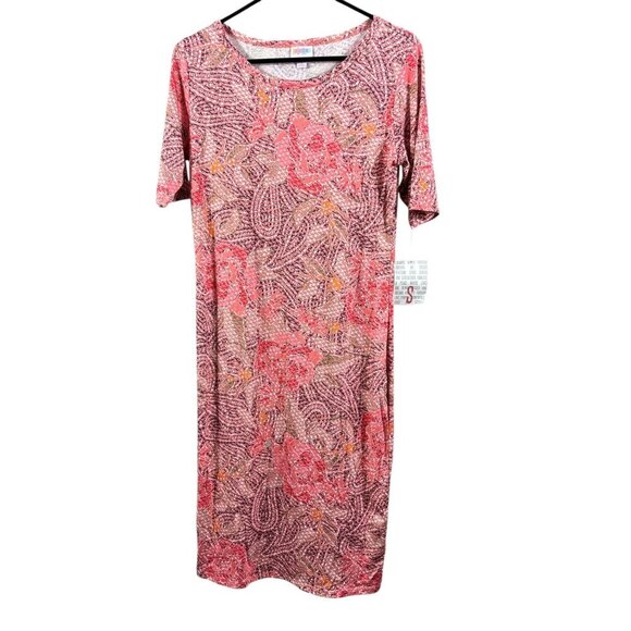 LuLaRoe Julia Women's Multi Pink Pattern Dress - Picture 2 of 7